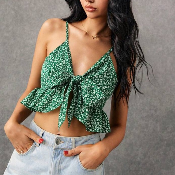 Shein Floral Tie Front Cami Top - Picture 8 of 8